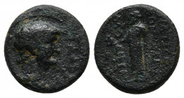 Phrygia. Laodikeia ad Lycum. Nero AD 54-68. Magistrate Krateros Nomothetes. Bronze Æ.
Obv: Bare head right.
Rev: ΚΡΑΤΕΡΟΣ ΝΟΜΟΘΕΤΗΣ ΛΑΟΔΙΚΕΩΝ, Zeus La...