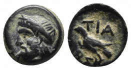 Bithynia. Tion circa 400-200 BC. Bronze Æ.
Obv: Laureate and bearded head of Zeus left.
Rev: TIA-NOΣ, eagle standing left.
SNG Tübingen 2151 var. (eag...