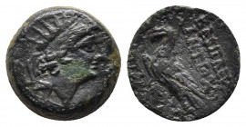 Seleukid Kingdom. Antiochos VIII Epiphanes. Sole reign, 121/0-97/6 B.C. AE. Antioch on the Orontes mint. Obv: Diademed, radiate head of Antiochos righ...