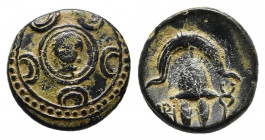 KINGS OF MACEDON. Philip III Arrhidaios, 323-317 BC. AE Bronze. uncertain mint in western Asia Minor, circa 323-310. 
Obv: Macedonian shield; on boss,...