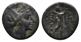 Phrygia. Apameia circa 88-40 BC. Magistrate Pankr-, son of Zeno. Bronze Æ.
Obv: Turreted head of Artemis-Tyche right., bow and quiver over shoulder.
R...