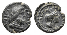 CILICIA, Anazarbus. Time of Marcus Aurelius. 161-180 AD. Æ. Dated CY 180 (161/2 AD). 
Obv: Laureate head of Zeus right.
Rev: Draped, veiled and turret...