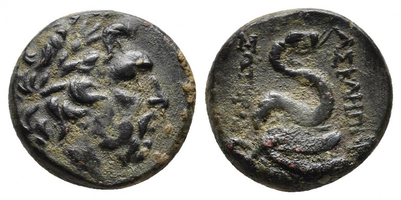 MYSIA. Pergamon. Circa 133-27 BC. AE Bronze.
Obv: Laureate head of Asklepios to ...