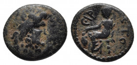SELEUCIS & PIERIA. Antioch. Pseudo-autonomous. Time of Nero (54-68). Ae. Dated 115 (66/7).
Obv: ΑΝΤΙΟΧΕΩΝ. Laureate head of Zeus right.
Rev: ЄΤΟ ЄΙΡ. ...