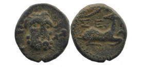 PISIDIA, Selge. 2nd-1st centuries B.C. AE.
Laureate and bearded head of Herakles facing, lion-skin around neck; club to right
Rev: ΣE-Λ, stag reclinin...