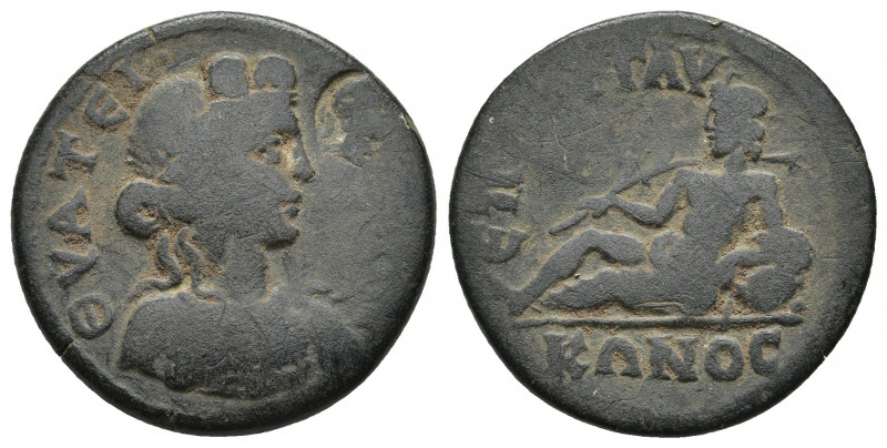 Thyateira, Lydia, AE22, semi-autonomous. 193-235. Magistrate Glukonos. 
Obv: ΘYA...