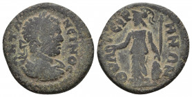 Lydia. Thyateira . Caracalla AD 198-217. Bronze Æ
Obv: ANTΩ-NEINOC, laureate, draped and cuirassed bust right.
Rev: ΘYATEIΡ-HNΩN, Athena standing left...