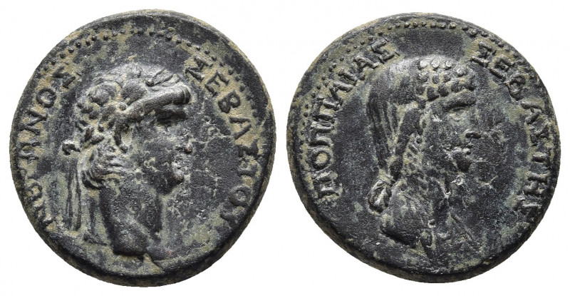 GALATIA. Koinon. Nero with Poppaea AD 54-68. AE
Obv: NEPΩNOΣ ΣEBAΣTOY,/ laureate...