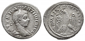 SYRIA, Seleucis and Pieria. Antioch. Elagabalus, 218-222. Tetradrachm, Billon. AD 219. Obv: AYT•K•M•A•ANTⲰNЄINOC•CЄB• Laureate head of Elagabalus to r...