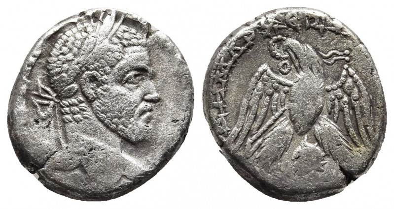 SYRIA. Emesa. Macrinus (AD 217-218). BI tetradrachm.
Obv: AYT K M OΠ C•••E MAKPI...