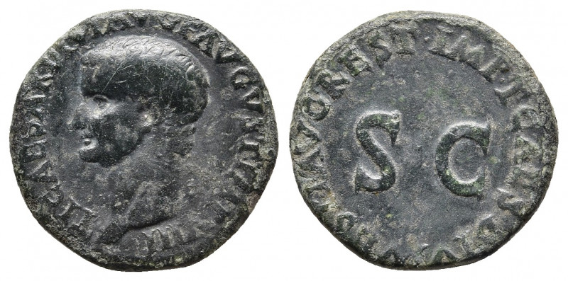 Divus Tiberius (AD 14-37), Restitution Issue under Titus. AE as. Rome, AD 79-81....