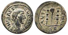 Claudius II Gothicus Æ of Antioch, Pisidia. AD 268-270. 
Obv: IMP CAES CLAVDIV, radiate, draped and cuirassed bust to right.
Rev: ANTIOCH CL, vexillum...