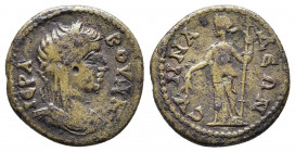 PHRYGIA. Synnada. Pseudo-autonomous. Ae (3rd century AD).
Obv: IEPA BOVΛΗ. Laureate, veiled and draped bust of Boule right. 
Rev: CYNNAΔEΩN. Tyche sta...