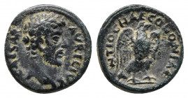 Pisidia. Antioch. Marcus Aurelius as Caesar AD 139-161. Bronze Æ.
Obv: AVRELIVS CAESAR, bare head right.
Rev: COLONIAE ANTIOCHIAE, eagle standing righ...