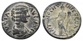 PISIDIA. Antioch. Julia Domna (Augusta, 193-217) AE Bronze.
Obv: IVLIA AVGVSTA; Draped bust, right. 
Rev: ANTIOCH GE/NI COL CAES; Tyche standing left,...