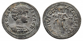 Geta, as Caesar, Æ of Isaura, Cilicia. AD 198-209. 
Obv: ΠO CЄΠ ΓETAC K, bare-headed and cuirassed bust to right.
Rev: MHTPOΠOΛEΩC ICAYP, Herakles sta...