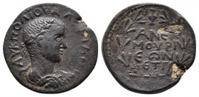CILICIA. Anemurium. Valerian I (253-260). Ae. Dated RY 3 (255/6).
Obv: AY K ΠO ΛI OYAΛЄPIANON. Laureate, draped and cuirassed bust right.
Rev: ANЄ / M...