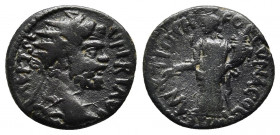 Septimius Severus Æ of Antioch, Pisidia. AD 193-211. 
Obv: L SEPT SEV PERT AVG IMP, radiate head to right.
Rev: ANTIOCH FORTVNA COLON, Tyche standing ...