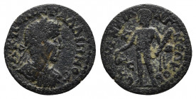 IONIA. Smyrna. Gallienus (253-268). Ae
Obv: A K ΠO ΛΙΚ ΓΑΛΛΙΗΝΟC. Laureate, draped and cuirassed bust right. 
Rev: CΜVΡΝΑΙΩΝ Γ ΝЄΩΚΟΡΩΝ. Herakles, nud...