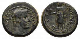 PHRYGIA. Aezanis. Claudius (41-54). Ae. Sokrates Demetrios, magistrate.
Obv: KLAYDIOC KAICAP. Laureate head right.
Rev: EΠΙ CΩΚΡΑΤΟΥ ΔΗΜΗΤΡΙΟΥ ΑΙΖΑΝΙΤ...