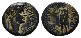 PHRYGIA. Aezanis. Caligula (37-41) AE19. Straton Medeos, magistrate.
Obv: ΓAIOΣ KAIΣAP - Laureate head right.
Rev: ΑΙΖΑΝΙΤWΝ ƐΠΙ ΜΗΔΗΟΥ - Zeus standin...