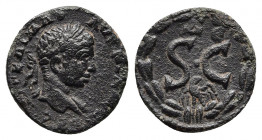 Elagabalus (218-222). Seleucis and Pieria, Antioch. Æ.
Obv: [AV K M AV] ANTΩNINOC. Laureate head r. 
Rev: S • C, Δ Є above, eagle below; all within la...