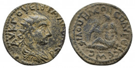 PHRYGIA. Philomelion. Trebonianus Gallus (249-251). Ae. Aurelius Theseus, magistrate.
Obv: AY K Γ OYEIB ΓAΛΛON CEB. Radiate, draped and cuirassed bust...