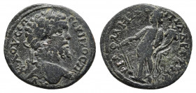 PHRYGIA. Philomelium. Septimius Severus (193-211). Ae. Hadrianus, magistrate.
Obv: AV K ΛOV CЄΠ CЄVHPOC ΠЄ. aureate head right.
Rev: AΔPIANOV ЄΠI ΦIΛO...