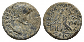 PHRYGIA. Prymnessus. Augustus (27 BC-14 AD). Nearchos Arta, magistrate.
Obv: ΣΕΒΑΣΤΟΣ. Laureate head right; lituus to right.
Rev: NEAPXOΣ APTA / ΠΡΥΜΝ...