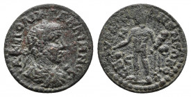 IONIA. Smyrna. Valerian II (Caesar, 256-258). Ae.
Obv: ΠO ΛIK OVAΛЄPIANOC. Bareheaded, draped and cuirassed bust right.
Rev: CMVPNAIΩΝ Γ ΝЄΩΚΟ / ΡΩΝ. ...