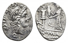 C. Egnatuleius C.f, 97 BC. Denarius. Silver. Rome. 
Obv: C•EGNATVLEI•C•F• Laureate head of Apollo to right; below neck truncation, Q. 
Rev: ROMA Victo...