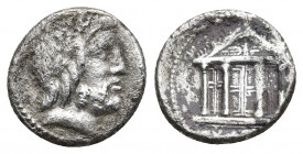 M. VOLTEIUS M.F. Denarius (75 BC). Rome.
Obv: Laureate head of Jupiter right.
Rev: M VOLTEI M F. Tetrastyle temple of Jupiter Capitolinus, with winged...