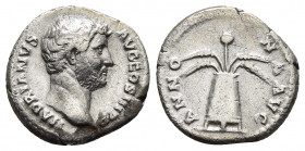 HADRIAN (117-138). Denarius. Rome.
Obv: HADRIANVS AVG COS III P P. Laureate head right.
Rev: ANNONA AVG. Modius with grain ears and poppy.
RIC² 2316.
...