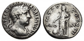 HADRIAN (117-138). Denarius. Rome.
Obv: IMP CAESAR TRAIAN HADRIANVS AVG. Laureate and draped bust right.
Rev: P M TR P COS III / PRO - AVG. Providenti...