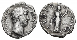 Hadrian, 117-138. Denarius. Silver. Rome, 136 AD. 
Obv: HADRIANVS AVG COS III P P Bare head of Hadrian to right. Rev. 
Rev: FIDES PVBLICA Fides standi...