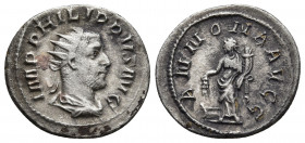 Philip I. Antoninianus; Philip I; 244-249 AD, Rome, 247-8 AD, Antoninianus.
Obv: IMP PHILIPPVS AVG - radiate, draped and cuirassed bust of Philip I ri...