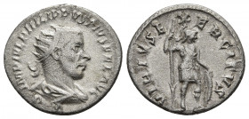 PHILIP I THE ARAB (244–249). Antoninianus. Antioch.
Obv: IMP IVL PHILIPPVS PIVS FEL AVG. Radiate, draped and cuirassed bust right. PM below.
Rev: VIRT...