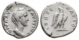 Diva Faustina Senior. Died AD 140/1. AR Denarius. Consecration issue. Rome mint. Struck under Antoninus Pius, circa AD 141-146. 
Obv: DIVA AVG FAVSTIN...