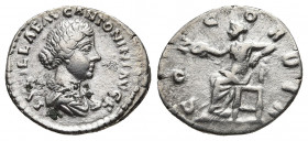 LUCILLA (Augusta, 164-182). Denarius. Rome.
Obv: LVCILLAE AVG ANTONINI AVG F. Draped bust right.
Rev: CONCORDIA. Concordia seated left, holding patera...