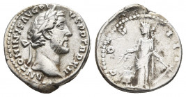 ANTONINUS PIUS (138-161). Denarius. Rome.
Obv: ANTONINVS AVG PIVS P P TR P XII. Laureate head right.
Rev: COS IIII. Annona standing left, holding anch...