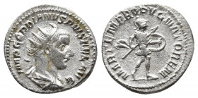 Gordian III (AD 238-244). AR antoninianus, Rome, AD 243-244. 
Obv: IMP GORDIANVS PIVS FEL AVG, radiate, draped, and cuirassed bust of Gordian III to r...