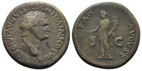 Domitian, as Caesar, 69-81. Sestertius. Orichalcum. Uncertain mint in the East (in Thrace or Bithynia?), 80-81.
Obv: CAES DIVI AVG VESP F DOMITIANVS C...