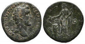 Antoninus Pius Æ Sestertius. Rome, AD 140-144. 
Obv: ANTONINVS AVG PIVS P P TR P COS III, laureate head to right.
Rev: SALVS AVG, Salus standing to le...