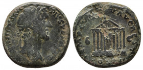 Antoninus Pius (AD 138-161). AE sestertius. Rome, AD 158-159. 
Obv: ANTONINVS AVG-PIVS P P TR P XXII, laureate head of Antoninus Pius right.
Rev: TEMP...
