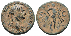 Domitian, as Caesar, Æ Sestertius. Uncertain Balkan/Thracian(?) mint, AD 80-81. 
Obv: CAES DIVI AVG VESP F DOMITIANVS COS VII, laureate bust to right....