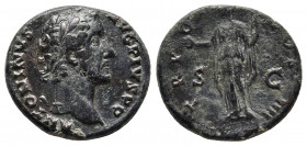 Antoninus Pius Æ As. Rome, AD 140-144. 
Obv: ANTONINVS AVG PIVS P P, laureate head right.
Rev: TR POT COS IIII, Pudicitia standing facing, head left, ...