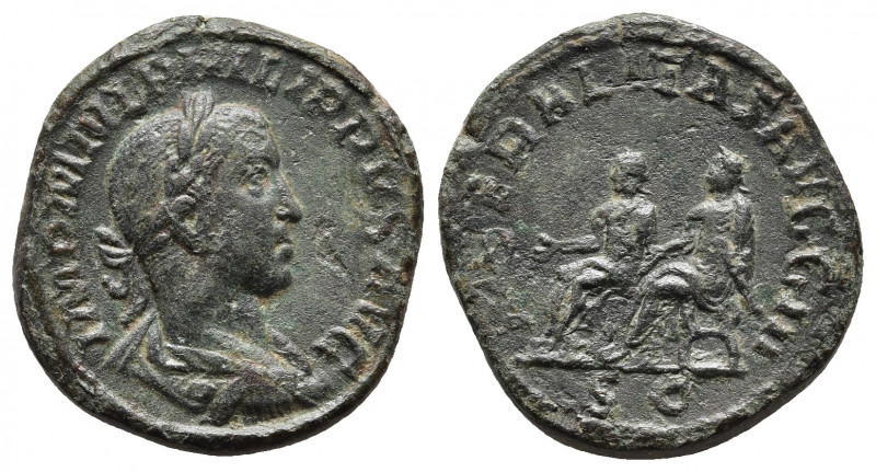 Philip II. A.D. 247-249. Æ sestertius. Rome, A.D. 247. 
Obv: IMP M IVL PHILIPPVS...