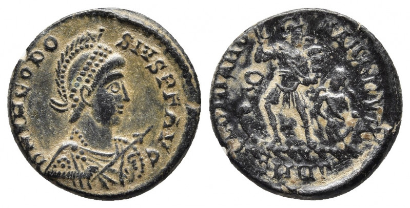 Theodosius I, ca. 378-383 AD, Nicomedia Mint, AE.
Obv: D N THEODO-SIVS P F AVG. ...