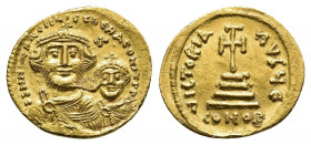 Heraclius, with Heraclius Constantine, 610-641. Solidus, gold, Constantinopolis, circa 616-625. 
Obv: dd NN hERACLIЧS ET hERA CONST PP AV Crowned, dra...