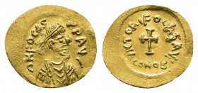 Phocas AV Tremissis. Constantinople, AD 602-610. 
Obv: d N FOCAS P P AVI, pearl-diademed and cuirassed bust to right, wearing paludamentum.
Rev: VICTO...